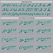 Load image into Gallery viewer, Custom Gray Midnight Green White-Red Authentic Baseball Jersey