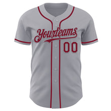Load image into Gallery viewer, Custom Gray Crimson Authentic Baseball Jersey