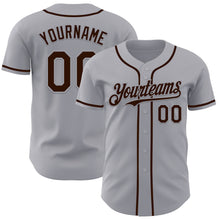 Load image into Gallery viewer, Custom Gray Brown Authentic Baseball Jersey