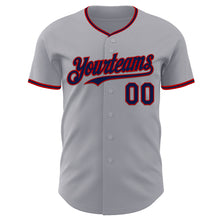 Load image into Gallery viewer, Custom Gray Navy-Red Authentic Baseball Jersey