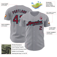 Load image into Gallery viewer, Custom Gray Black Pinstripe Crimson-Teal Authentic Baseball Jersey