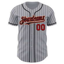 Load image into Gallery viewer, Custom Gray Black Pinstripe Red-Cream Authentic Baseball Jersey