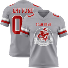 Load image into Gallery viewer, Custom Gray Red-White Authentic Football Jersey