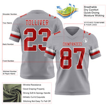 Load image into Gallery viewer, Custom Gray Red-White Authentic Football Jersey