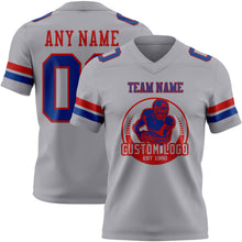 Load image into Gallery viewer, Custom Gray Royal-Red Authentic Football Jersey