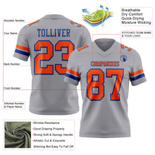 Load image into Gallery viewer, Custom Gray Orange-Royal Authentic Football Jersey