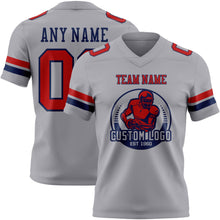 Load image into Gallery viewer, Custom Gray Red-Navy Authentic Football Jersey