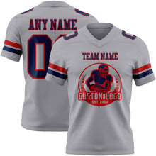 Load image into Gallery viewer, Custom Gray Navy-Red Authentic Football Jersey