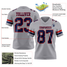 Load image into Gallery viewer, Custom Gray Navy-Red Authentic Football Jersey