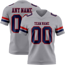 Load image into Gallery viewer, Custom Gray Navy-Red Authentic Football Jersey
