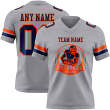 Load image into Gallery viewer, Custom Gray Navy-Orange Authentic Football Jersey
