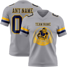 Load image into Gallery viewer, Custom Gray Navy-Gold Authentic Football Jersey