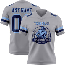 Load image into Gallery viewer, Custom Gray Navy-Light Blue Authentic Football Jersey