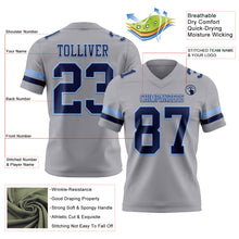 Load image into Gallery viewer, Custom Gray Navy-Light Blue Authentic Football Jersey