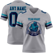 Charger l'image dans la galerie, Custom Gray Navy-Teal Authentic Football Jersey