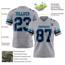 Charger l'image dans la galerie, Custom Gray Navy-Teal Authentic Football Jersey