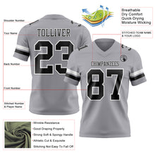 Load image into Gallery viewer, Custom Gray Black-White Authentic Football Jersey
