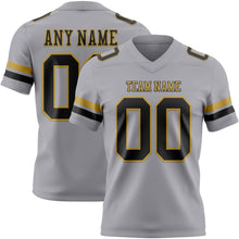 Load image into Gallery viewer, Custom Gray Black-Old Gold Authentic Football Jersey
