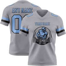 Load image into Gallery viewer, Custom Gray Light Blue-Black Authentic Football Jersey