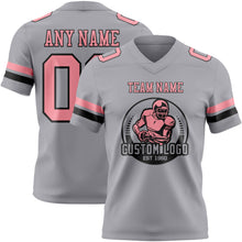Charger l'image dans la galerie, Custom Gray Medium Pink-Black Authentic Football Jersey