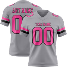 Load image into Gallery viewer, Custom Gray Pink-Black Authentic Football Jersey