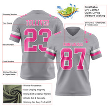 Load image into Gallery viewer, Custom Gray Pink-White Authentic Football Jersey