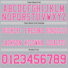 Load image into Gallery viewer, Custom Gray Pink-White Authentic Football Jersey
