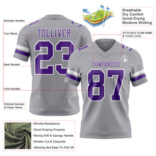 Load image into Gallery viewer, Custom Gray Purple-White Authentic Football Jersey