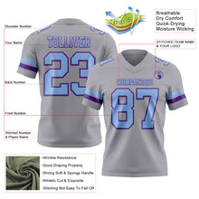 Загрузить изображение в средство просмотра галереи, Custom Gray Light Blue-Purple Authentic Football Jersey