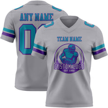 Charger l'image dans la galerie, Custom Gray Teal-Purple Authentic Football Jersey