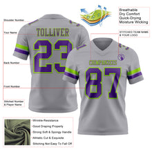 Charger l'image dans la galerie, Custom Gray Purple-Neon Green Authentic Football Jersey