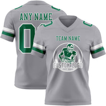 Load image into Gallery viewer, Custom Gray Kelly Green-White Authentic Football Jersey