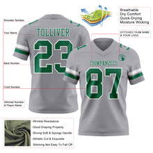 Load image into Gallery viewer, Custom Gray Kelly Green-White Authentic Football Jersey