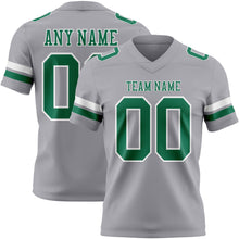 Load image into Gallery viewer, Custom Gray Kelly Green-White Authentic Football Jersey