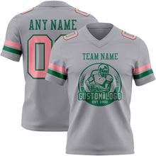 Charger l'image dans la galerie, Custom Gray Medium Pink-Kelly Green Authentic Football Jersey