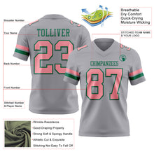 Charger l'image dans la galerie, Custom Gray Medium Pink-Kelly Green Authentic Football Jersey