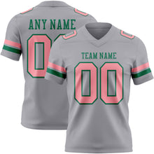 Charger l'image dans la galerie, Custom Gray Medium Pink-Kelly Green Authentic Football Jersey