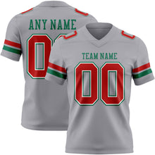 Load image into Gallery viewer, Custom Gray Red White-Kelly Green Authentic Football Jersey