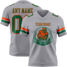 Load image into Gallery viewer, Custom Gray Kelly Green-Orange Authentic Football Jersey
