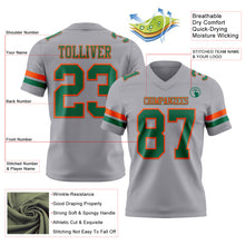 Load image into Gallery viewer, Custom Gray Kelly Green-Orange Authentic Football Jersey