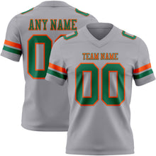 Load image into Gallery viewer, Custom Gray Kelly Green-Orange Authentic Football Jersey