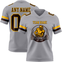 Load image into Gallery viewer, Custom Gray Brown-Gold Authentic Football Jersey