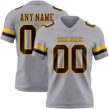 Load image into Gallery viewer, Custom Gray Brown-Gold Authentic Football Jersey