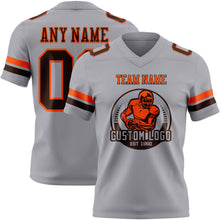 Load image into Gallery viewer, Custom Gray Brown-Orange Authentic Football Jersey