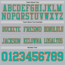 Load image into Gallery viewer, Custom Gray Aqua-Orange Authentic Football Jersey