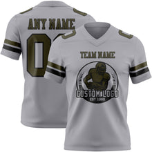 Load image into Gallery viewer, Custom Gray Olive-Black Authentic Football Jersey