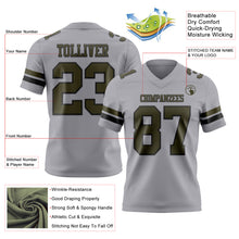 Load image into Gallery viewer, Custom Gray Olive-Black Authentic Football Jersey