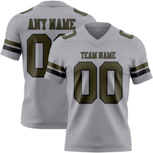 Load image into Gallery viewer, Custom Gray Olive-Black Authentic Football Jersey