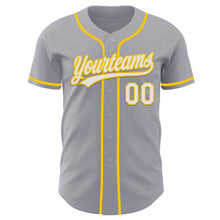 Laden Sie das Bild in den Galerie-Viewer, Custom Gray White-Yellow Authentic Baseball Jersey