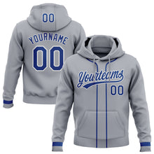 Load image into Gallery viewer, Custom Stitched Gray Royal-White Baseball Pullover Sweatshirt Hoodie